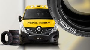 What vehicles and tyre sizes can Mobile Tyre Shop service?